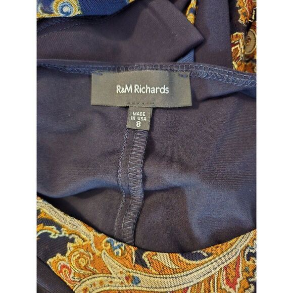 2-Piece Navy Dress  Gold Paisley Jacket - Size 8 - Made In USA elegant classic - Picture 12 of 16